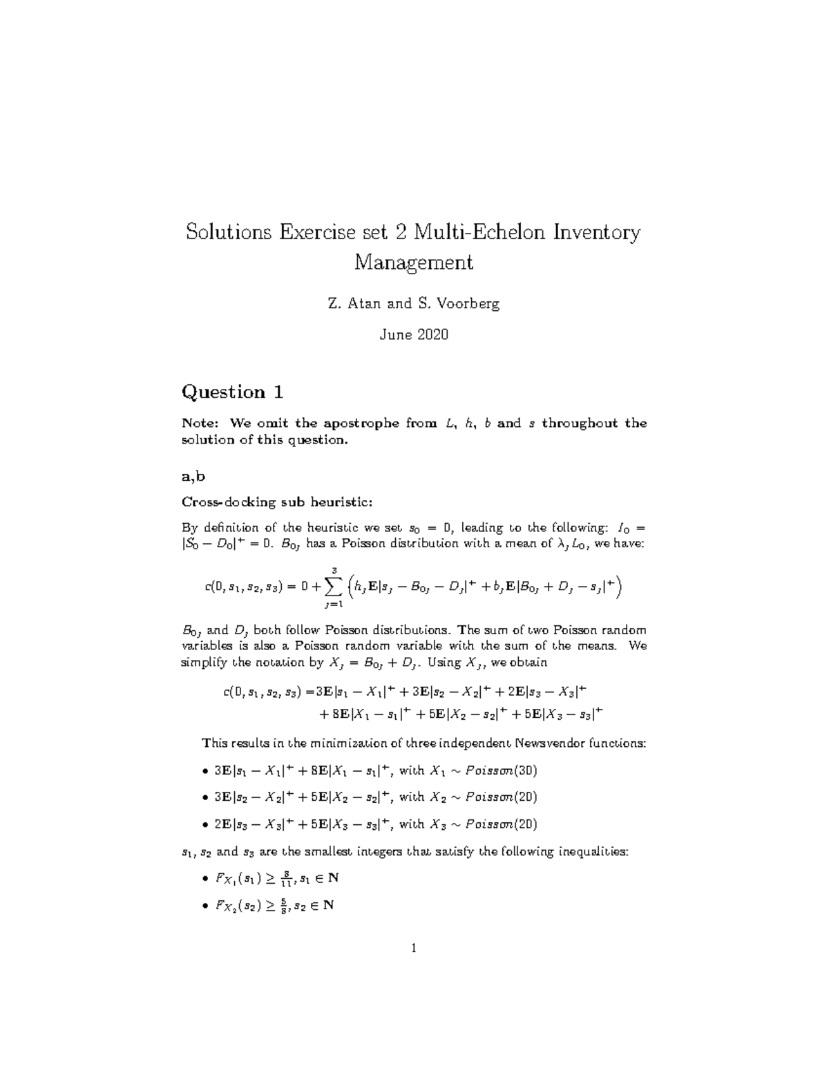 Solutions to Exercise Set 2: Multi-Echelon Inventory Mgmt Analysis ...