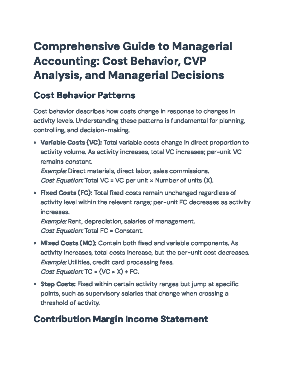 Managerial Accounting (ACCT 301): Cost Behavior & Analysis Techniques ...
