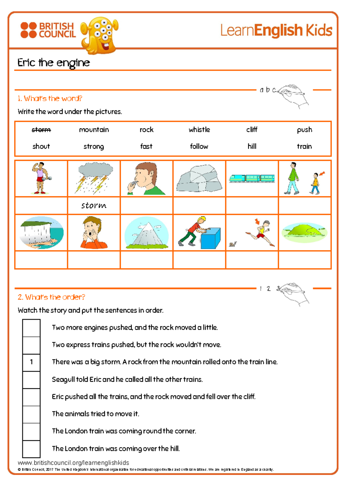Short stories eric the engine worksheet - britishcouncil ...