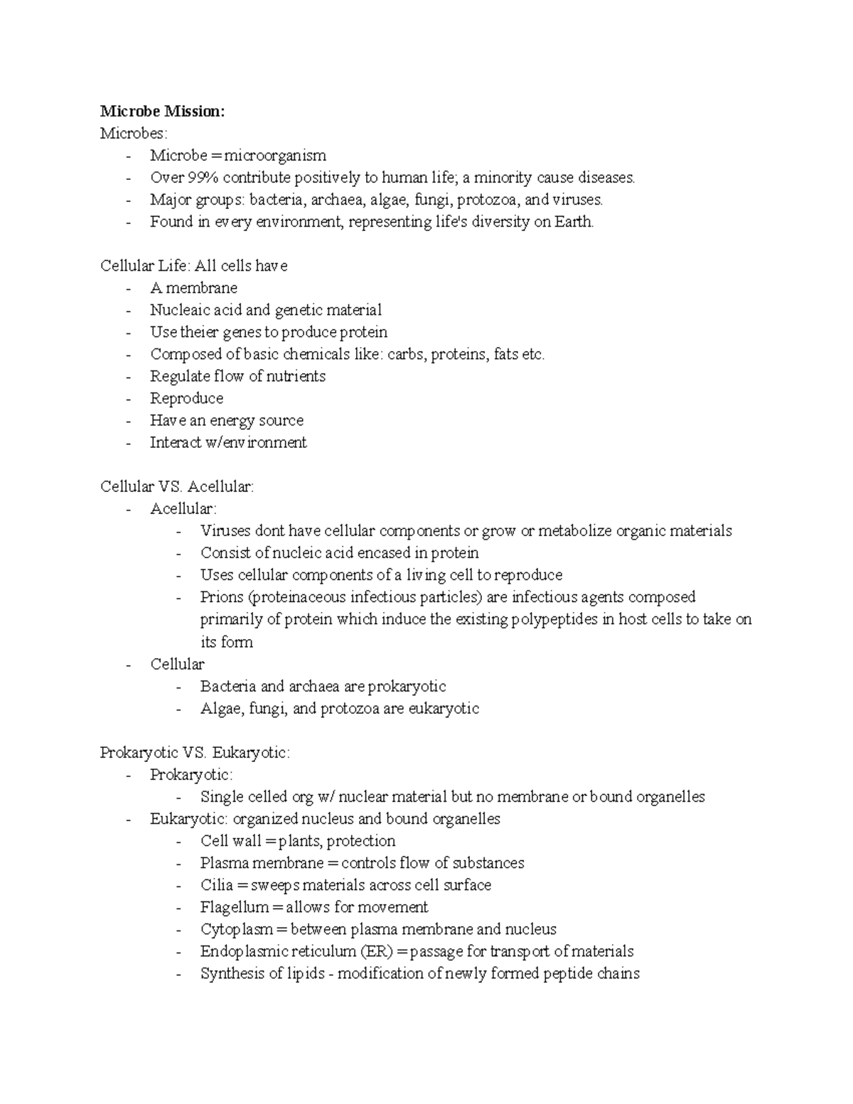 Notes - Microbe Mission: Microbes: - Microbe = microorganism - Over 99% ...