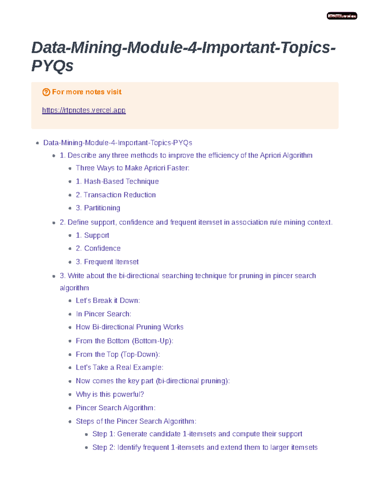 Data Mining Module 4: Key Topics & PYQs for Efficient Apriori Algorithm ...