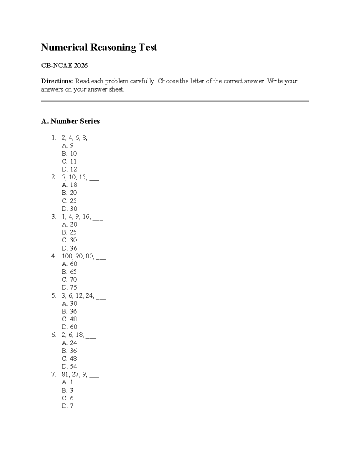 Numerical Reasoning Test 2026: Practice Questions & Answers - Studocu