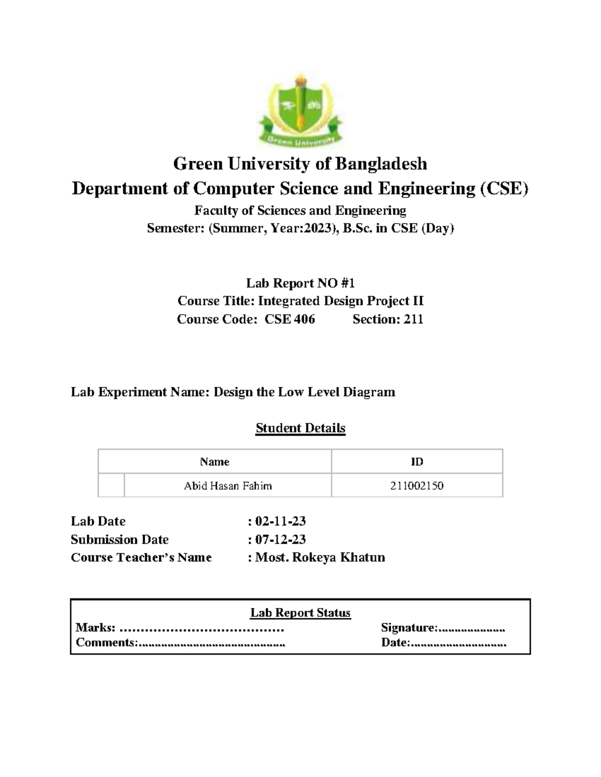 Tour planning system project report for CSE_406 - Fall 2024 - Studocu