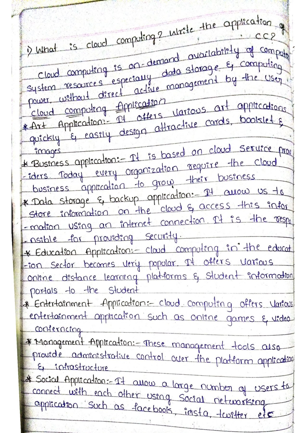Cloud computing - I need important questions - 1) What is cloud ...