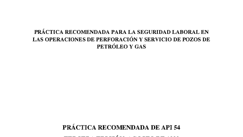 API RP 54 - Dispositivos de Seguridad y Prácticas Recomendadas - Studocu