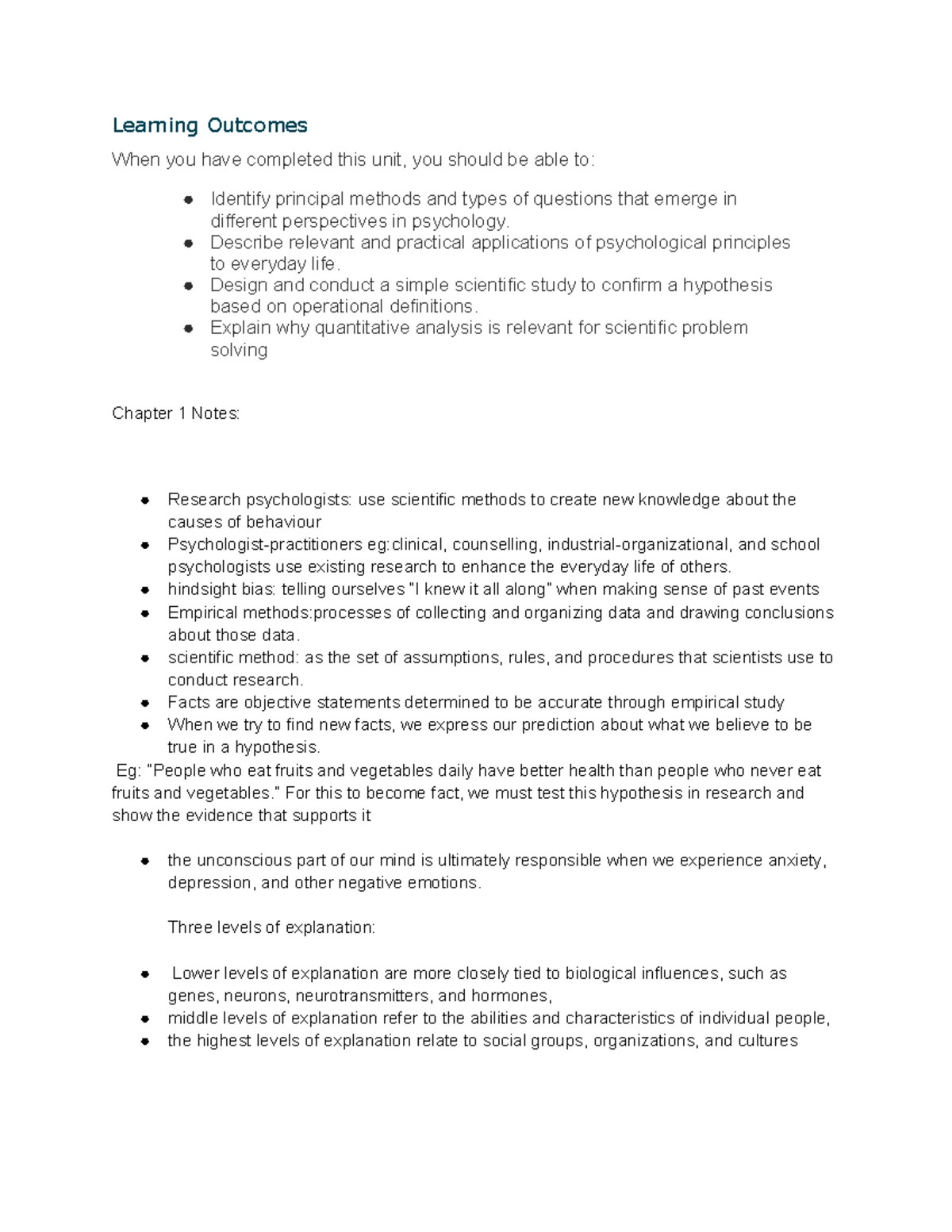 Chapter 1 Notes: Understanding Research Psychology and Methods - Studocu