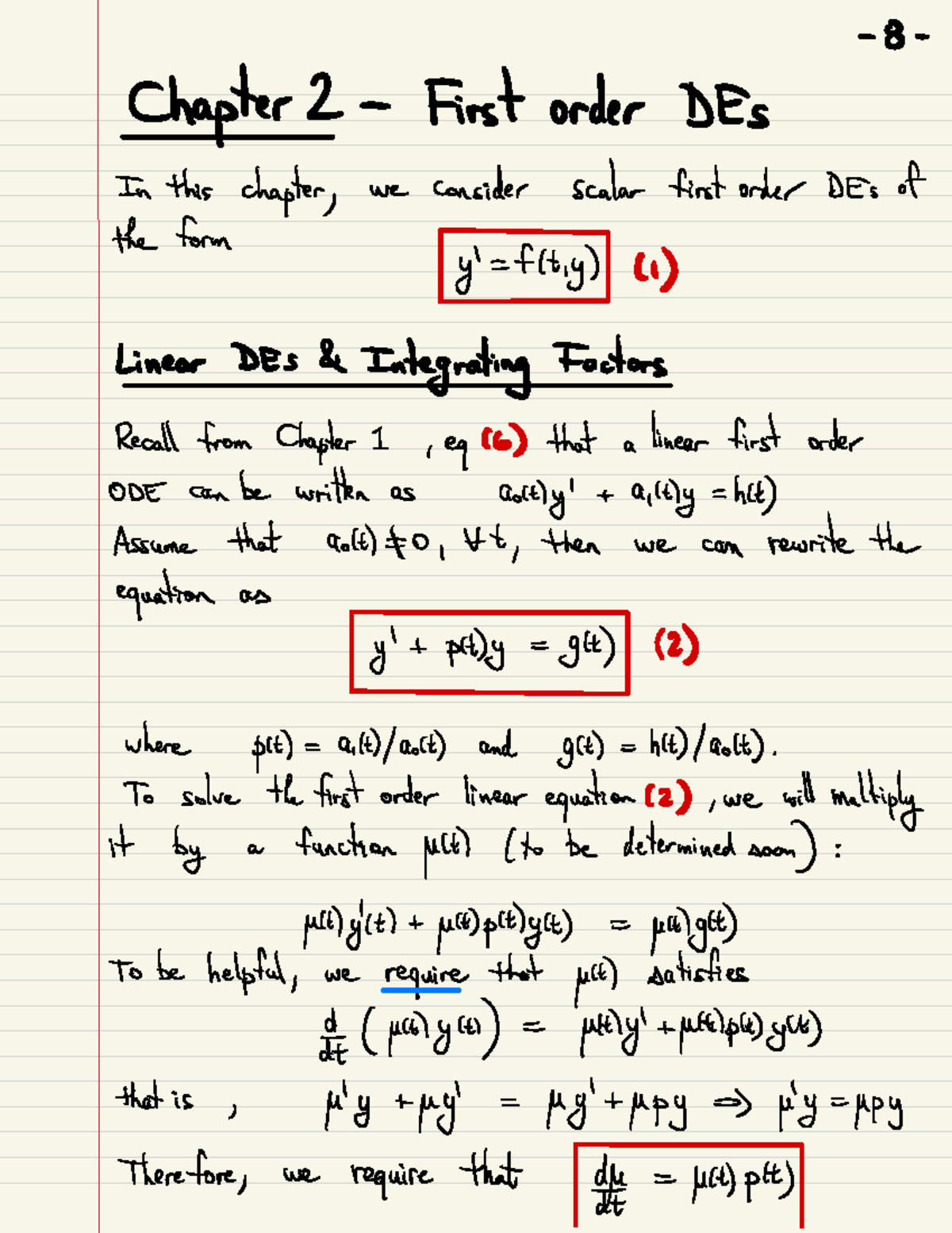 Chapter 2 - First Order Differential Equations Lecture Notes - Studocu