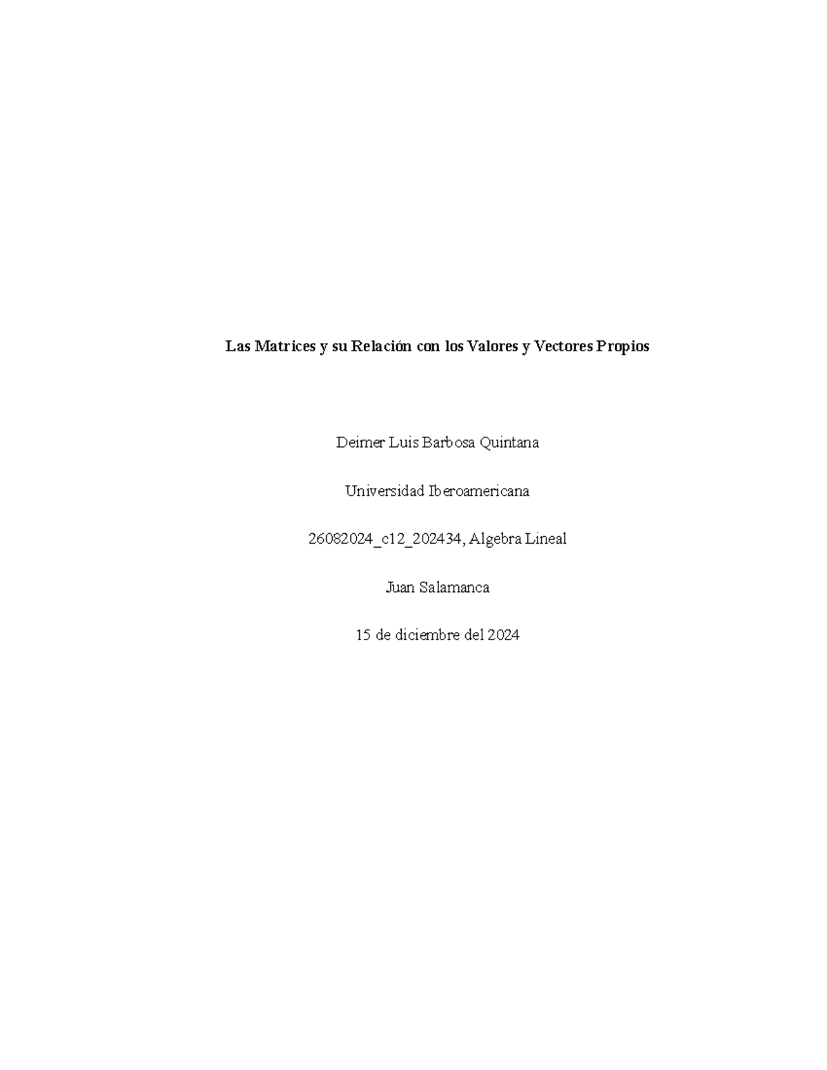 Taller Actividad 6: Matrices, Valores y Vectores Propios - Algebra Lineal - Document Preview