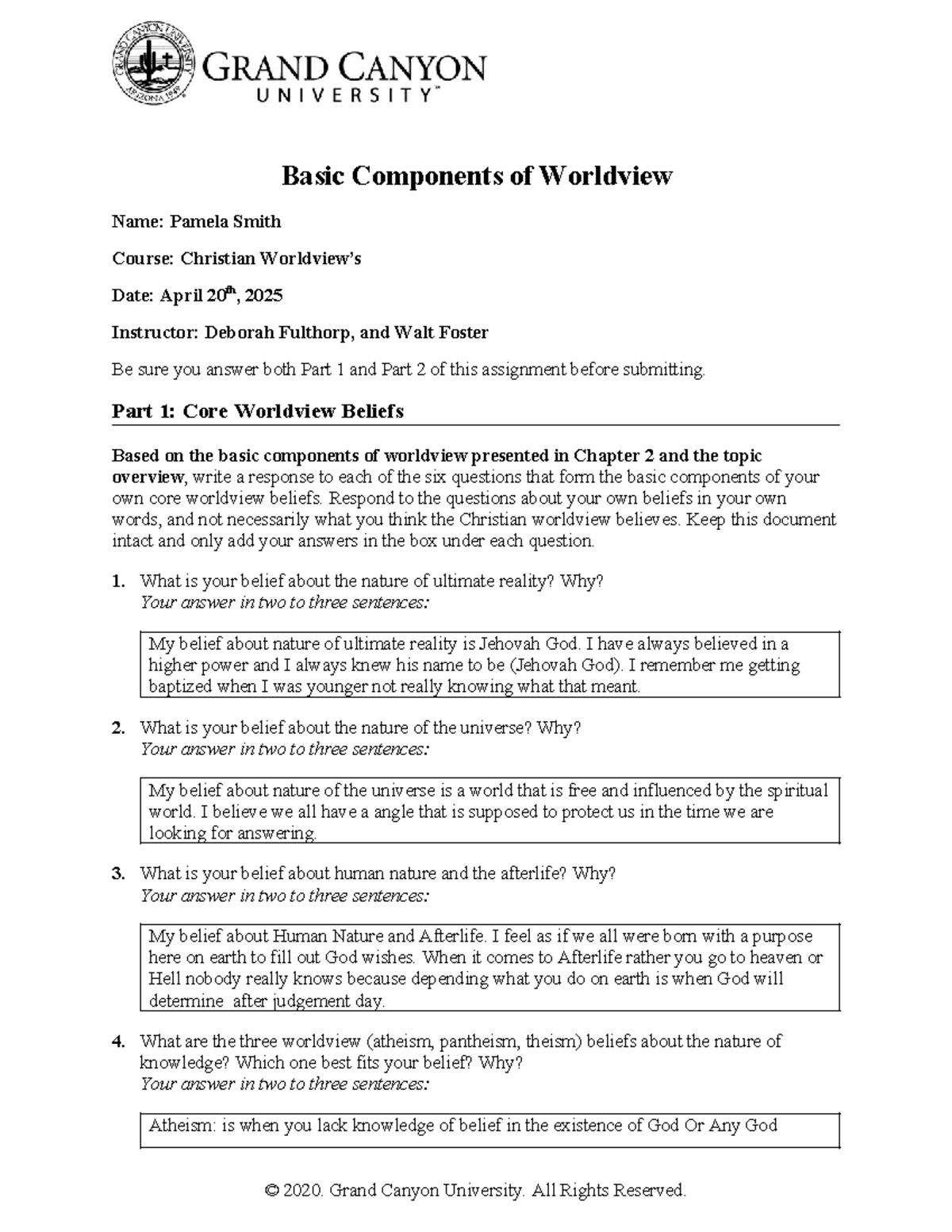 Basic Components of Worldview (Christian Course) - Assignment Insights ...