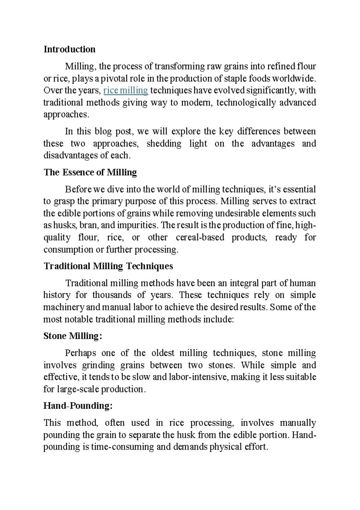 TRADITIONAL VS MODERN METHODS OF FOOD PROCESSING: OIL & DAIRY - Studocu