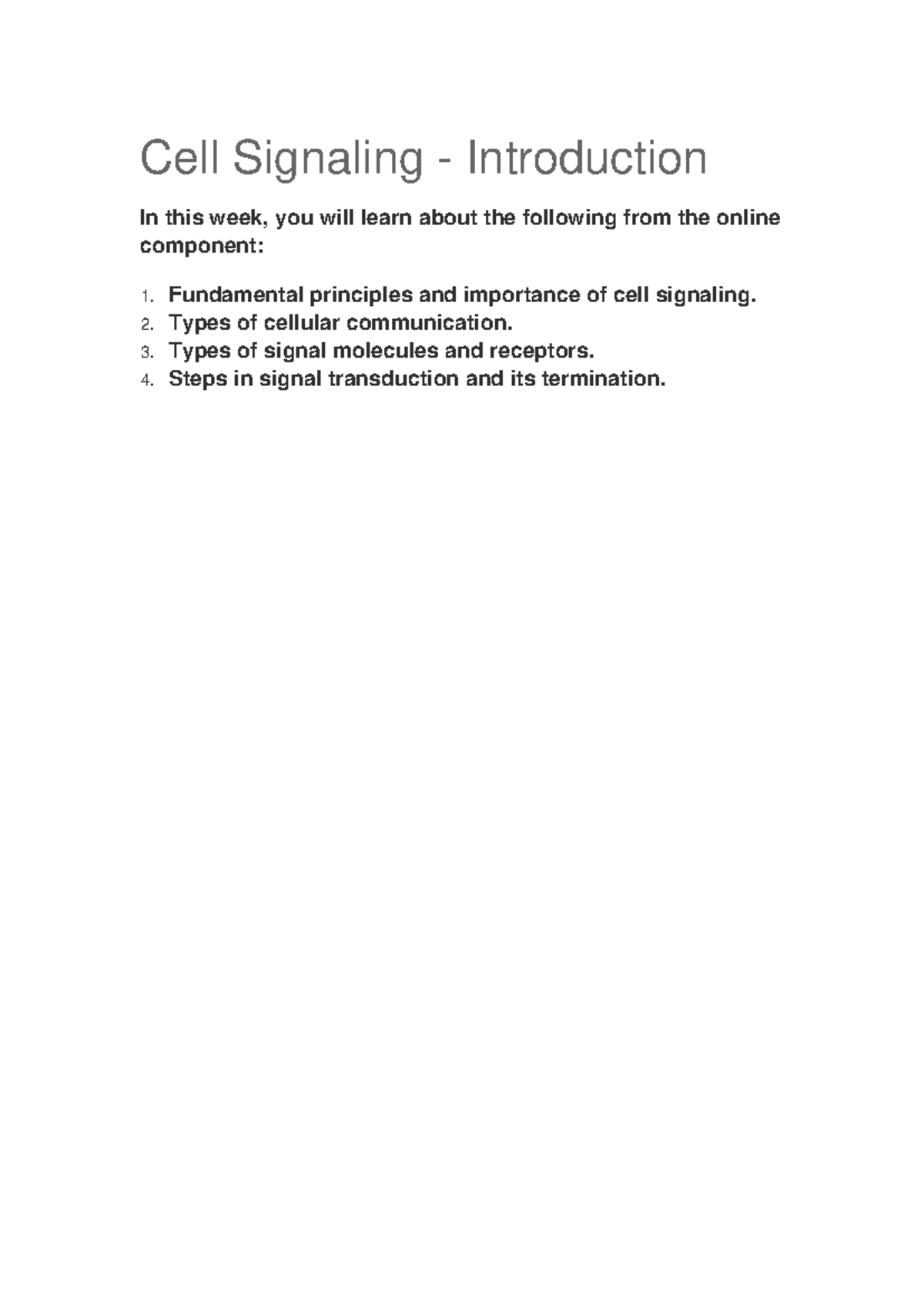 Cell Signaling - Lecture Notes 5: Principles & Mechanisms - Studocu