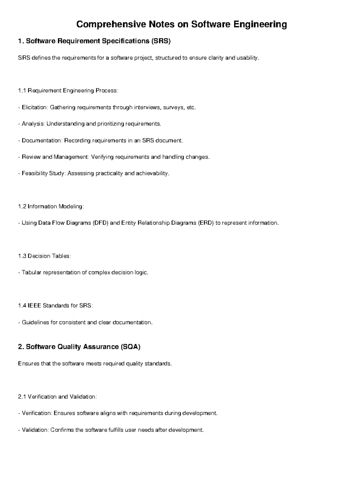 Comprehensive Software Engineering Notes - Comprehensive Notes on ...