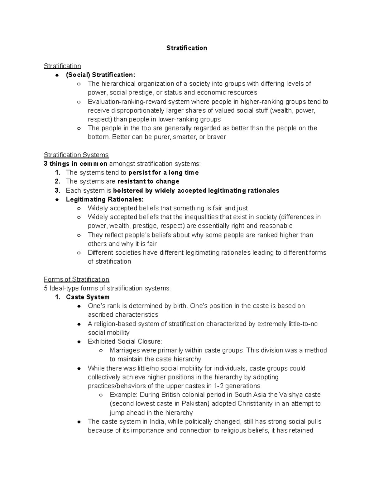 SOC 101: Social Stratification Overview and Key Concepts - Studocu