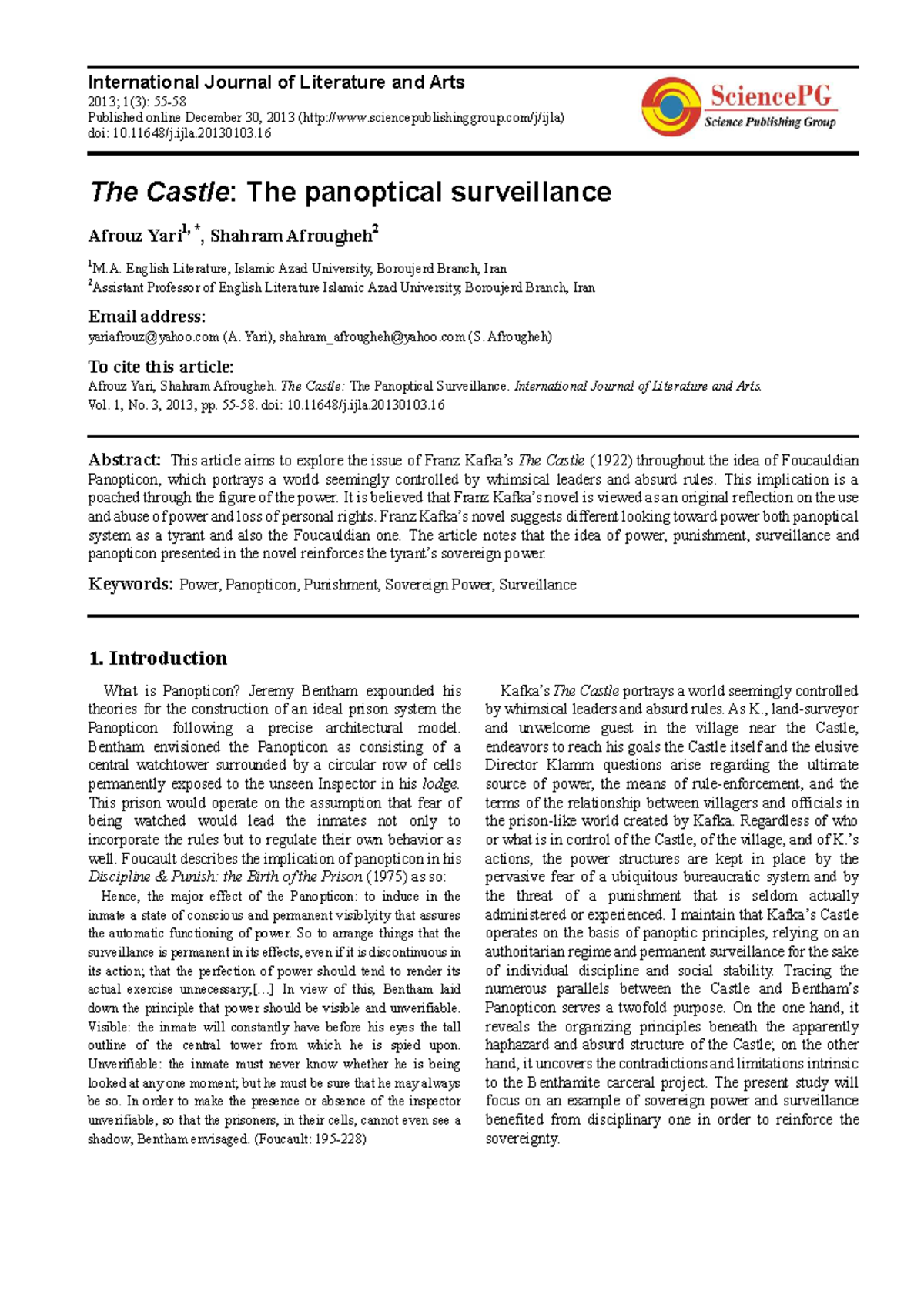 The Castle: Analyzing Panoptical Surveillance in Kafka's Work - Studocu