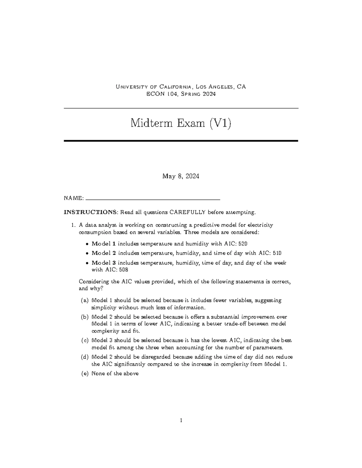 Midterm Exam I ECON 104 Spring 2021: Key Questions and Insights - Studocu