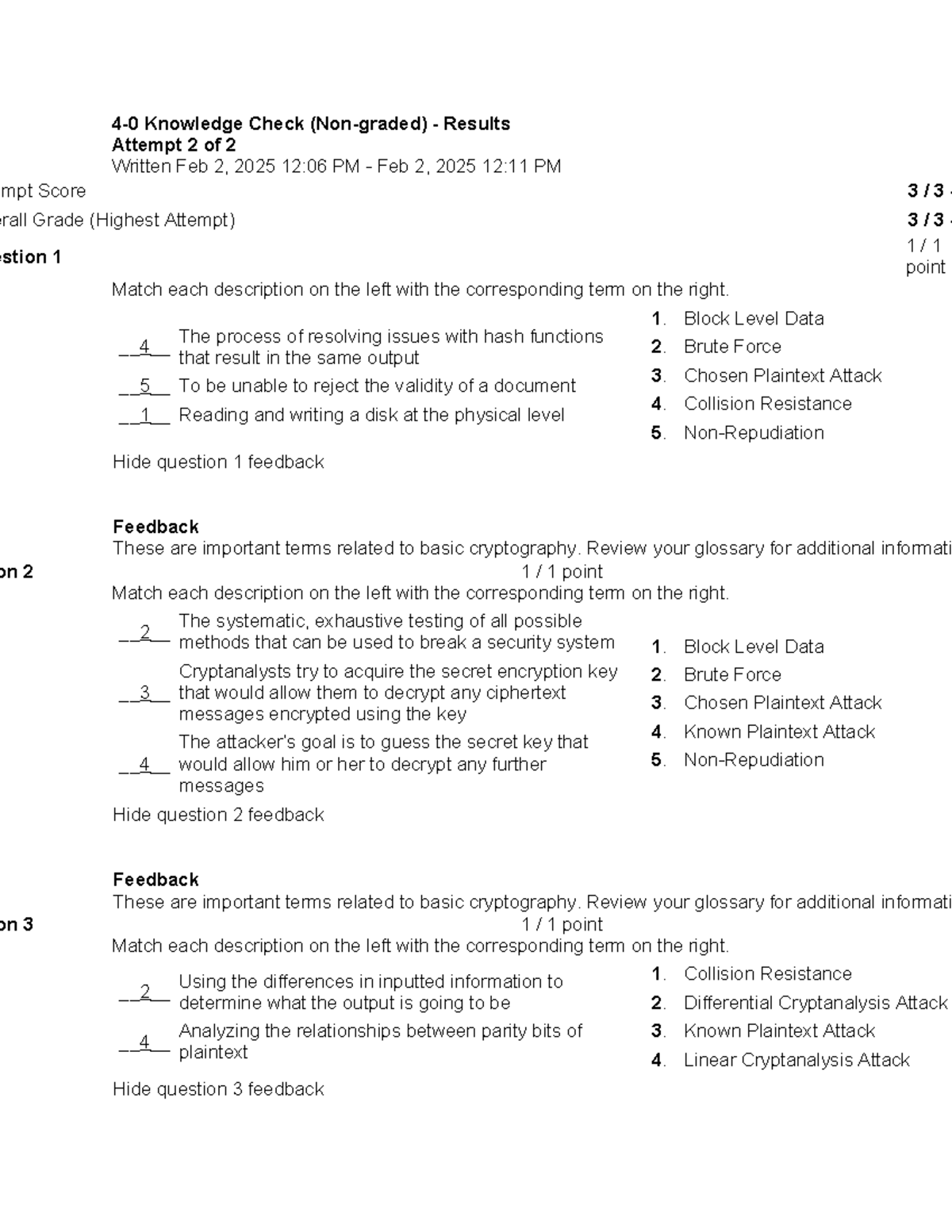 4-0 Knowledge Check Results - Cryptography Terms Match-Up - Studocu