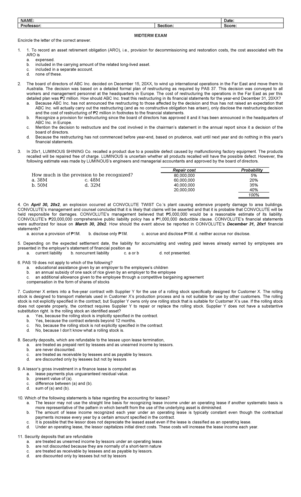 IA3 Midterm Exam Review with Key Questions and Answers - Studocu