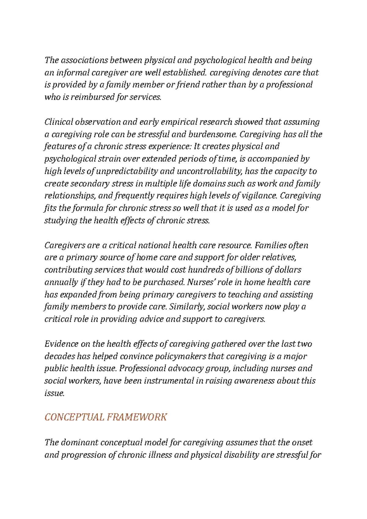 Caregiving - The associations between physical and psychological health ...