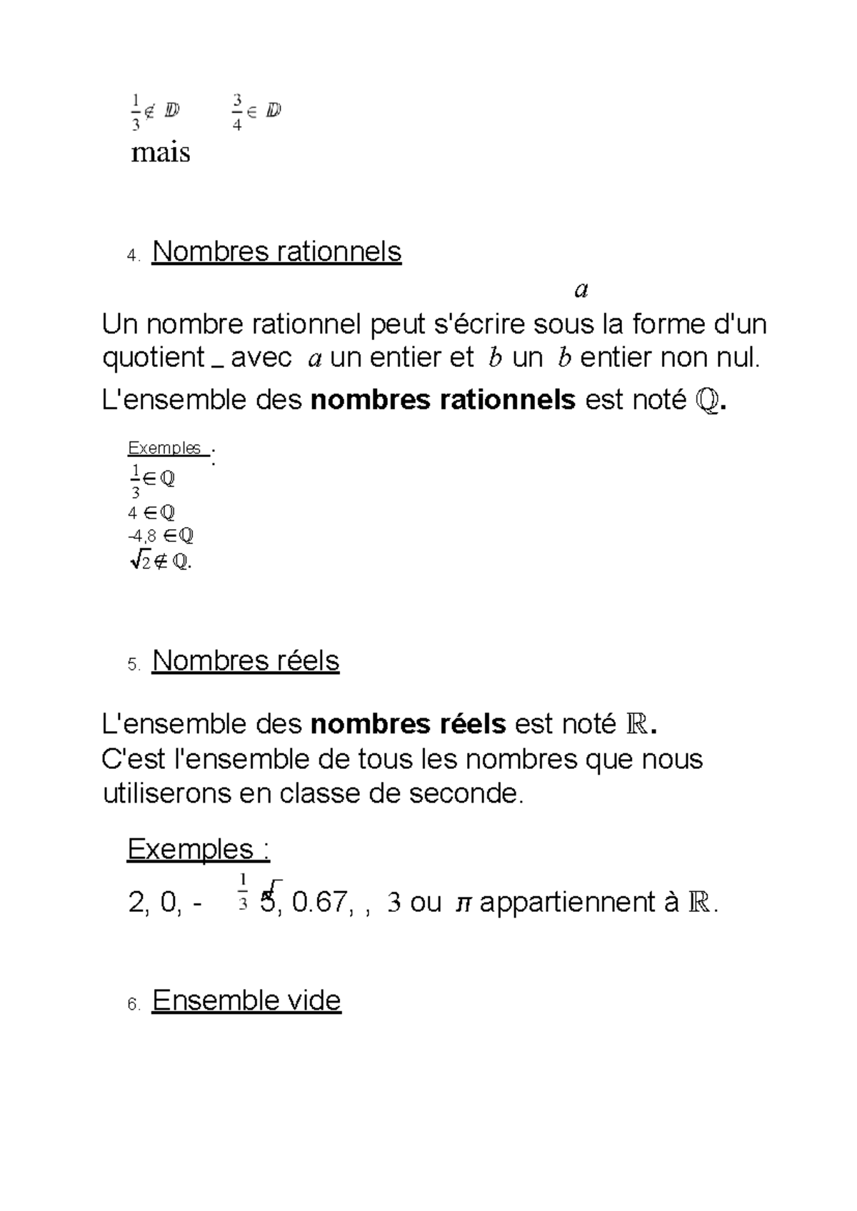 Nombres Rationnels et Réels - Cours de Mathématiques 4 - Studocu