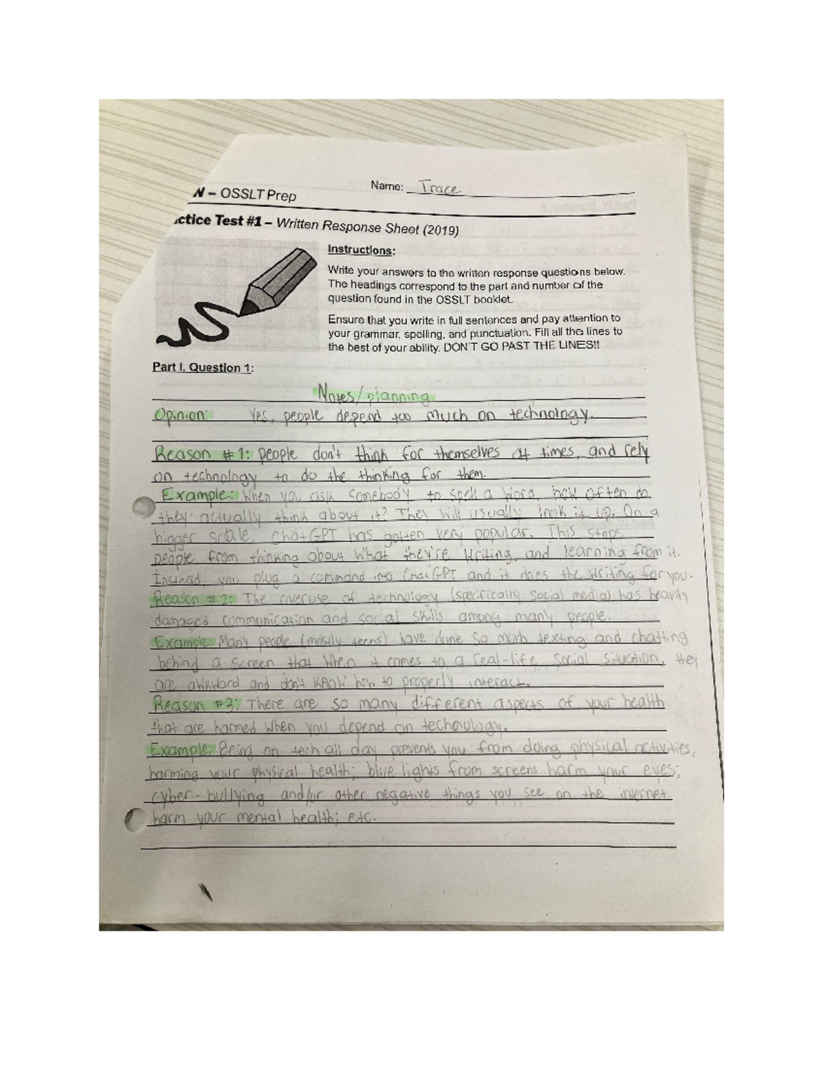 Untitled document - English - Name: Trace N OSSLT Prep ctice Test ...