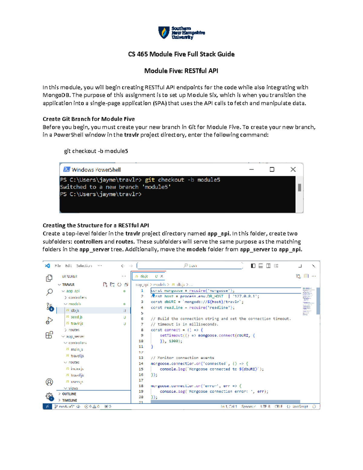 CS 465 Module 5: RESTful API Development Guide and Implementation - Studocu