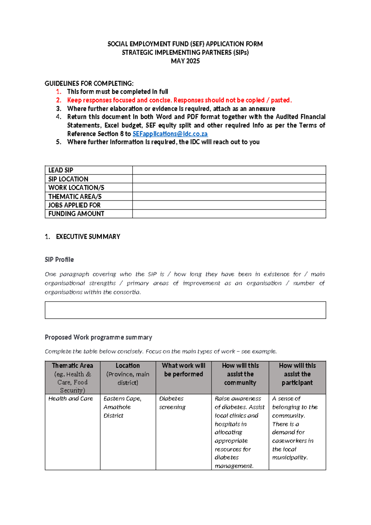 SEF Round 4 Application Guidelines for Strategic Implementing Partners ...