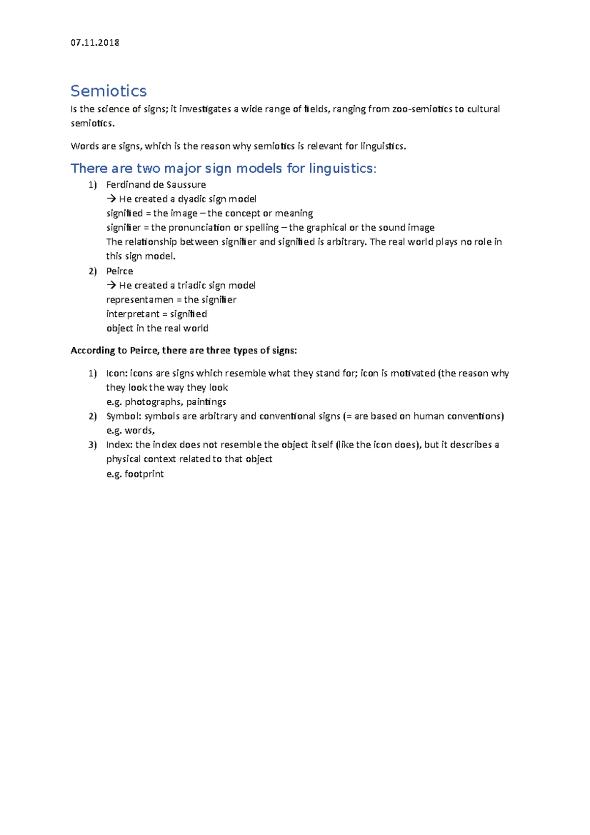 5. Semiotics - Lecture notes 5 - 07.11 Semiotics Is the science of ...