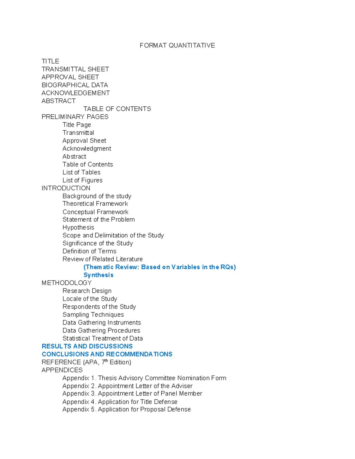 Quantitative, Qualitative, and Mixed Methods Research Format Guide ...