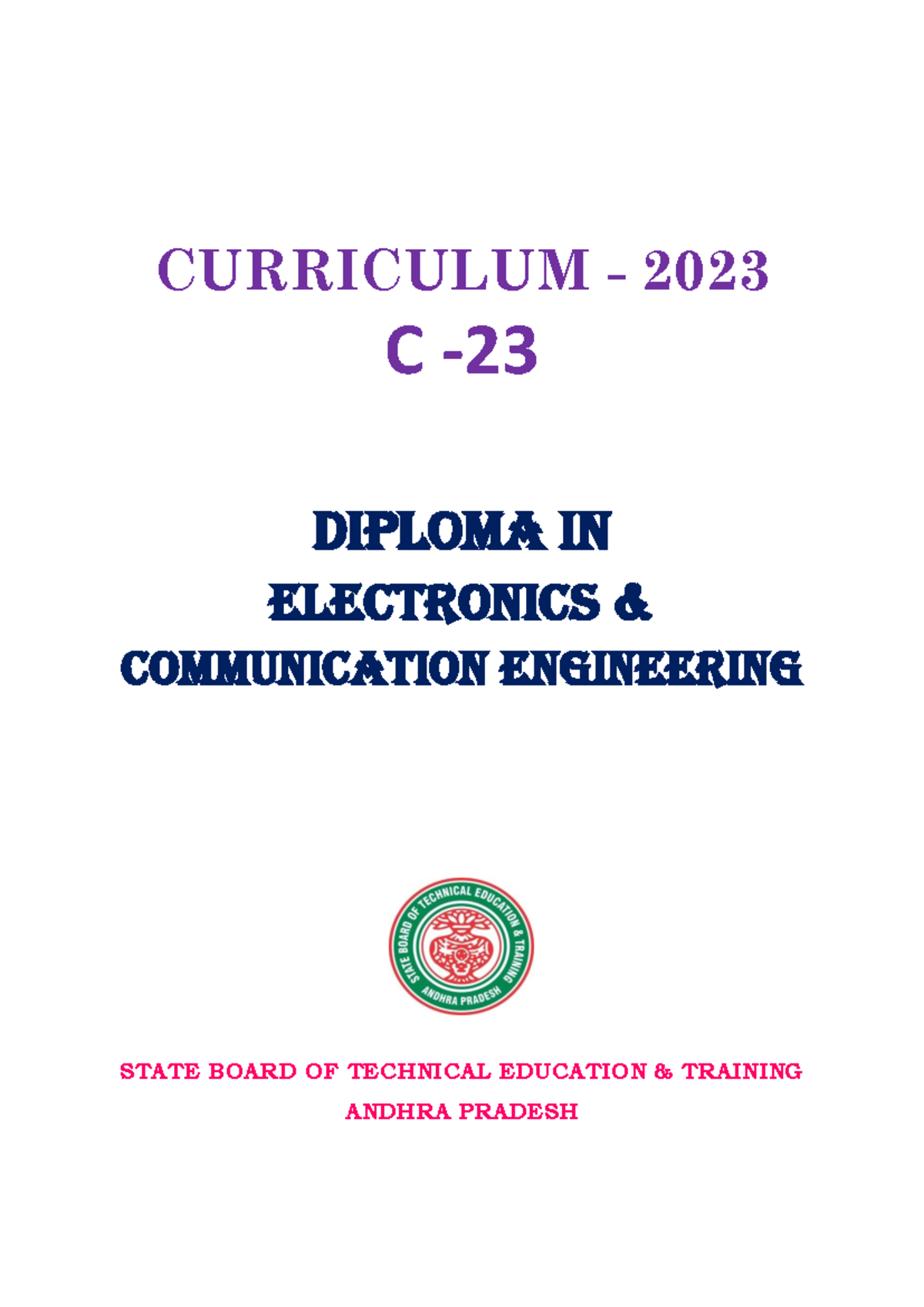 CURRICULUM 2023 C - Diploma in Electronics Communication Engineering ...
