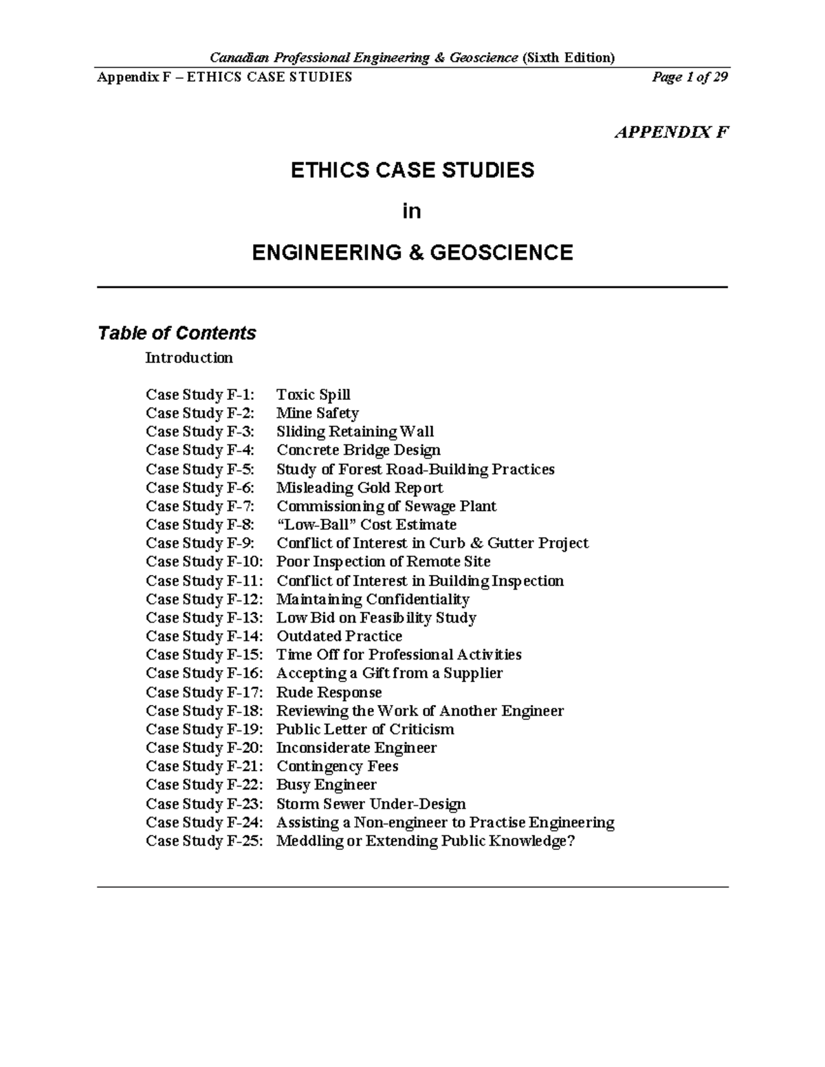 APP-F Ethics Case Studies in Engineering & Geoscience Analysis - Studocu