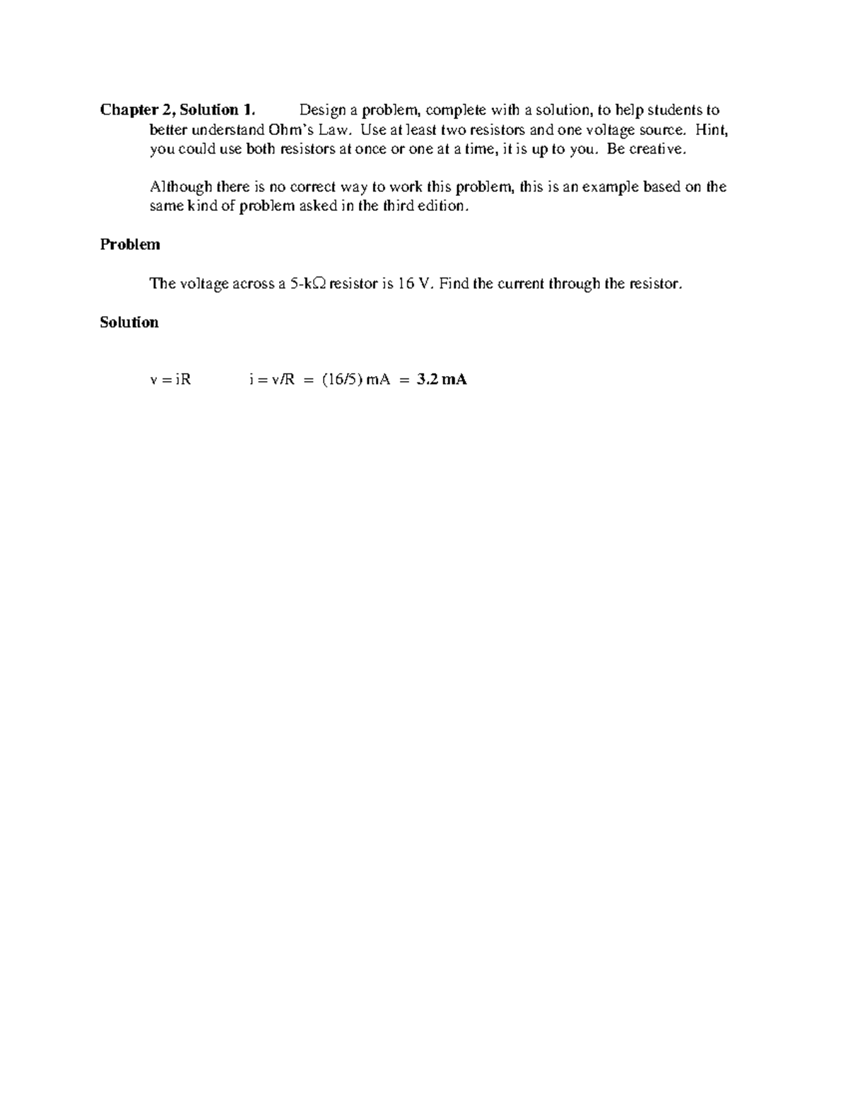 Chapter 2 Solutions: Ohm - Document Preview