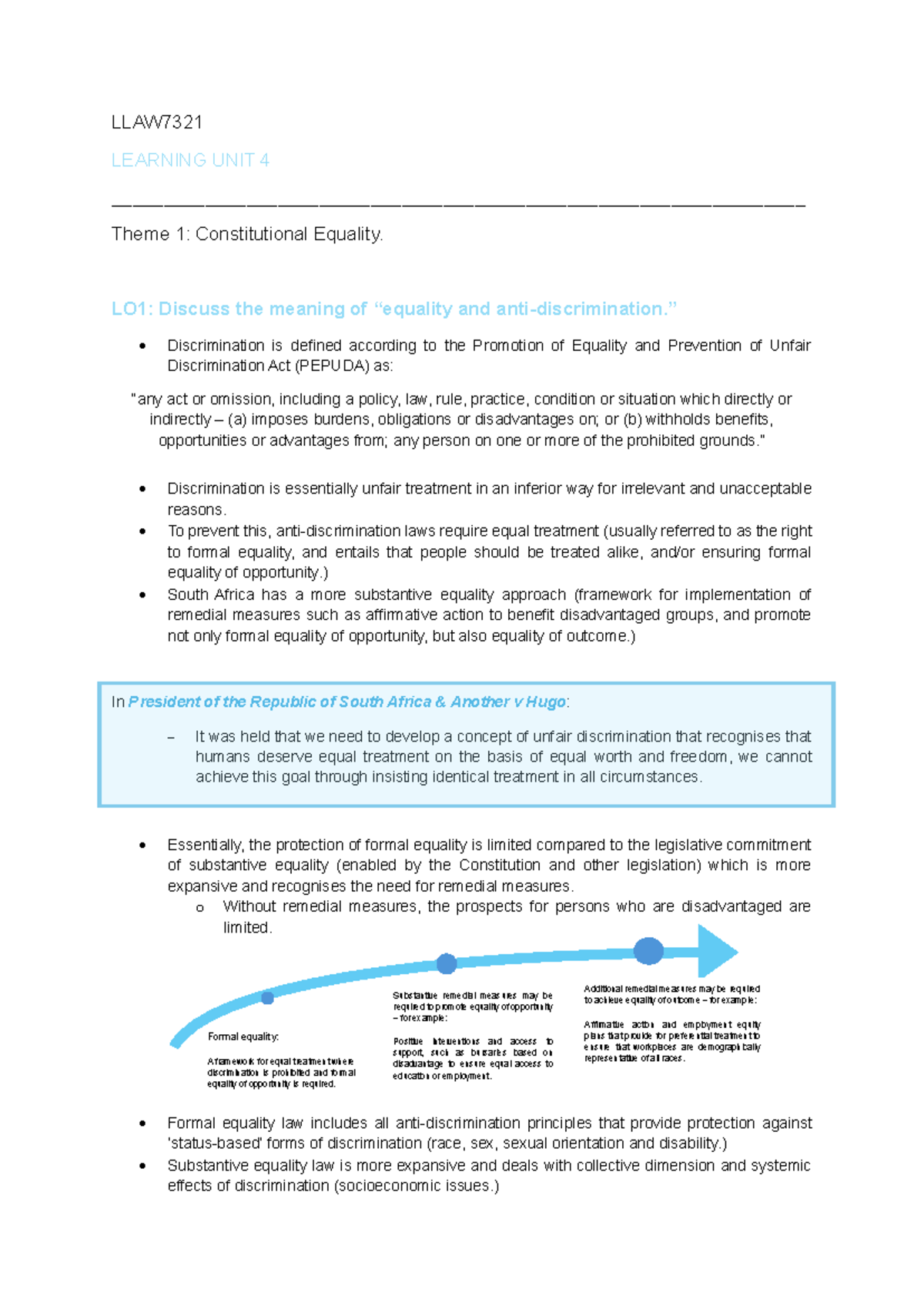 LLAW7321 Learning Unit 4: Understanding Constitutional Equality and ...
