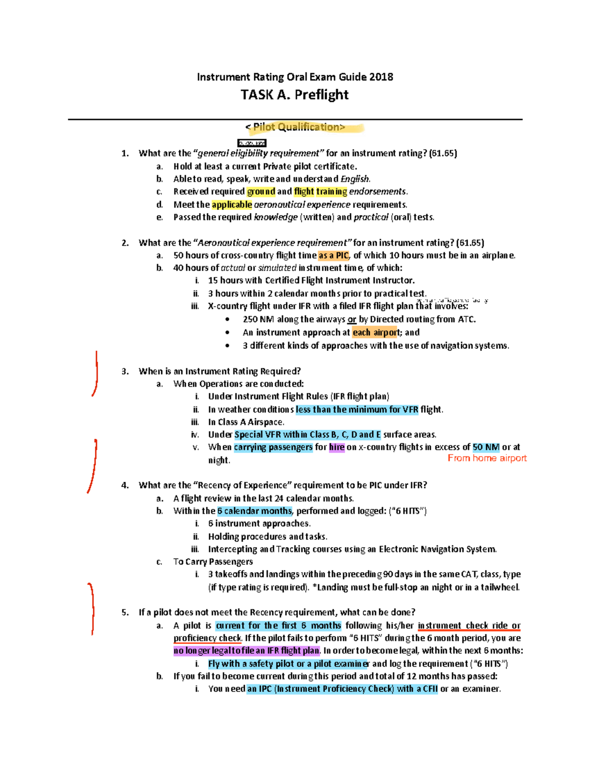 Instrument Rating Oral Exam Guide 2018: Preflight Requirements ...