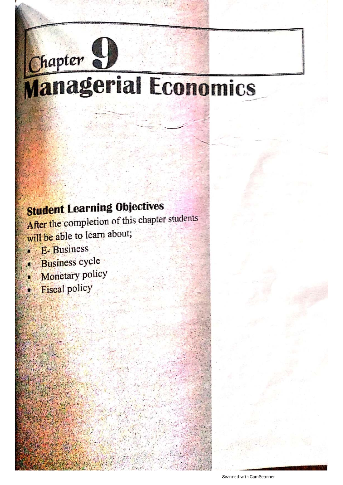 Chapter 9 - Managerial Economics: Key Learning Objectives and Concepts ...