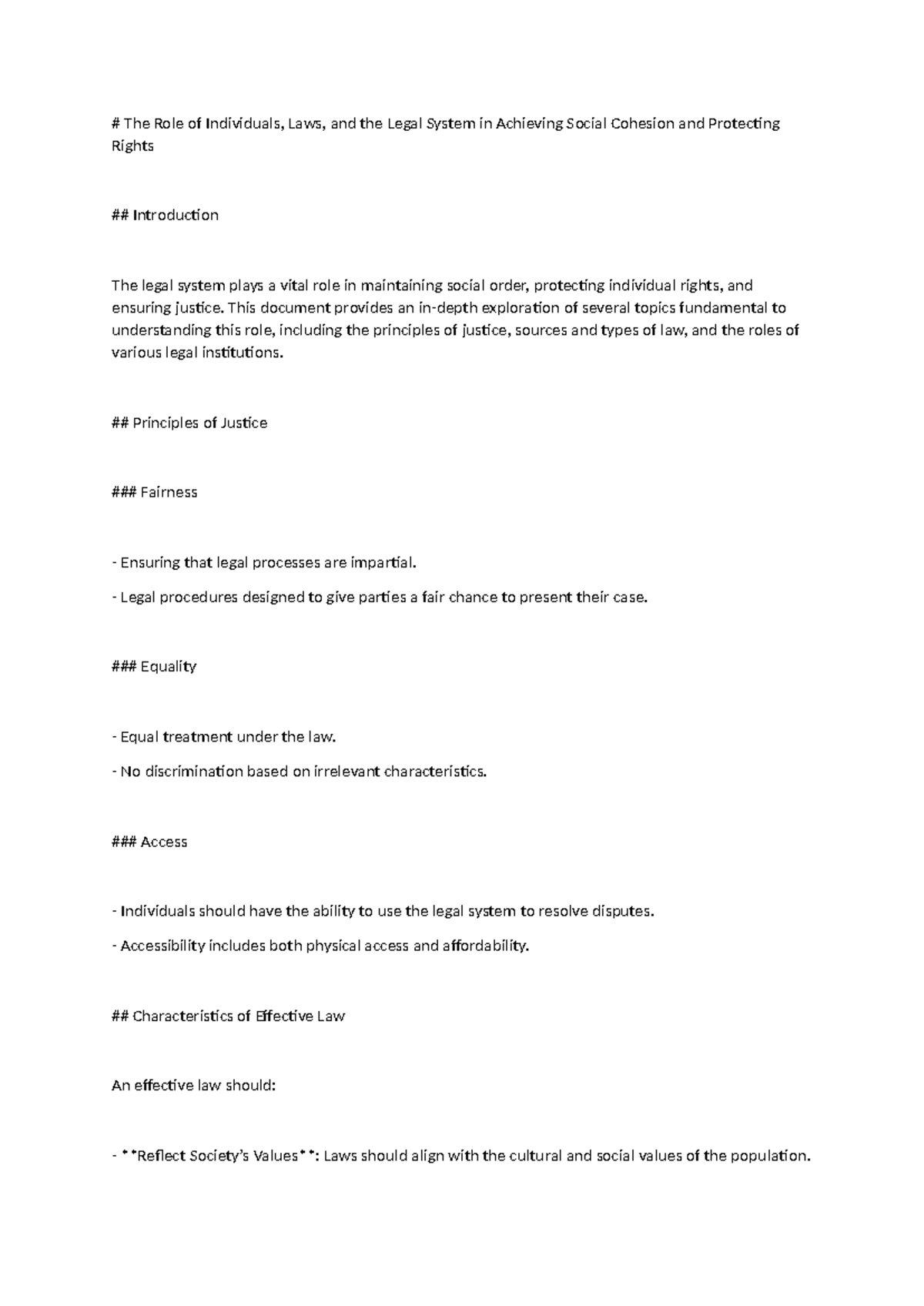 Unit 1 AOS 1 Summary Notes: The Legal System & Social Cohesion - Studocu