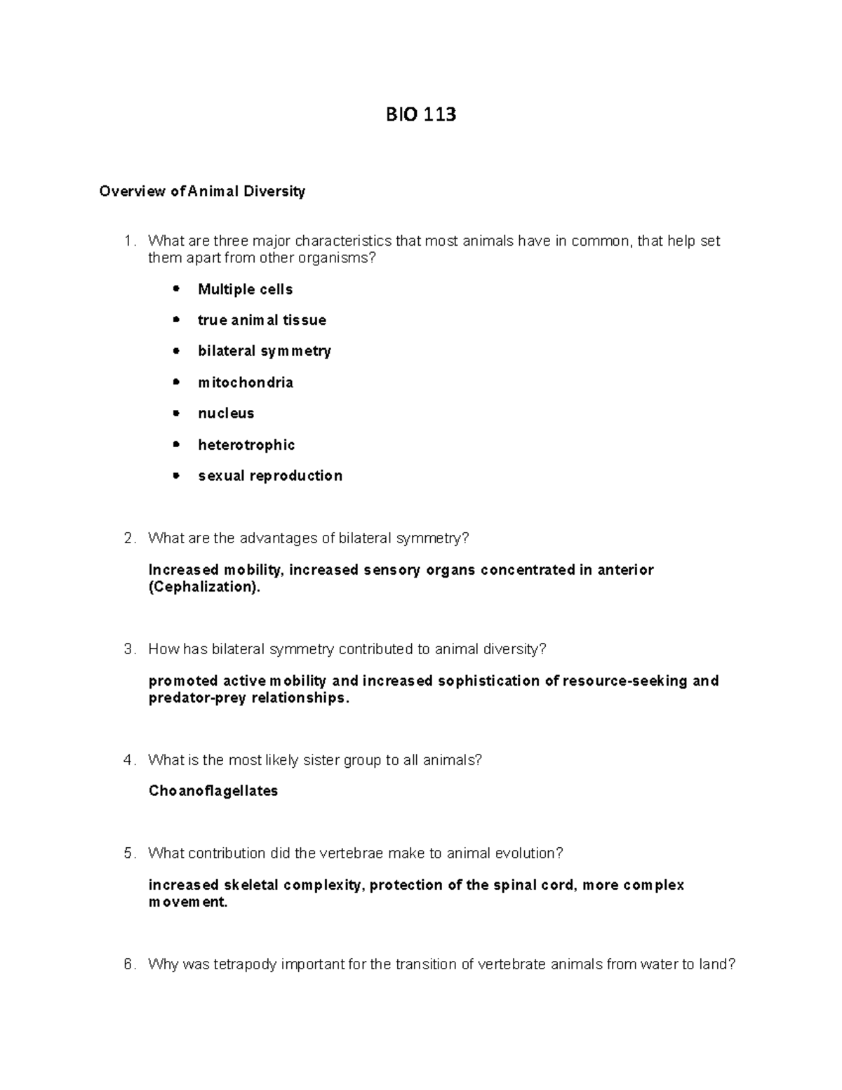 BIO 113 Notes - Evolution, Ecology, And Organismal Biology - BIO 113 ...