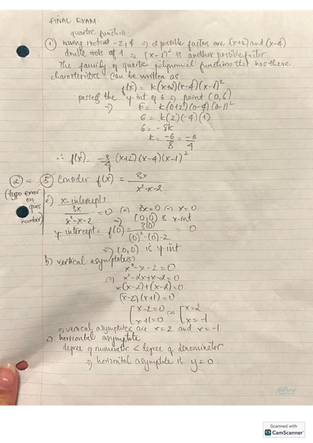 Final Exam - Quartic Functions and Asymptotic Analysis Notes - Studocu