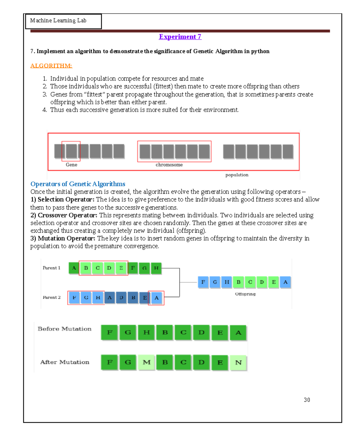Genetic Algorithm Implementation for Target String in Python - Studocu