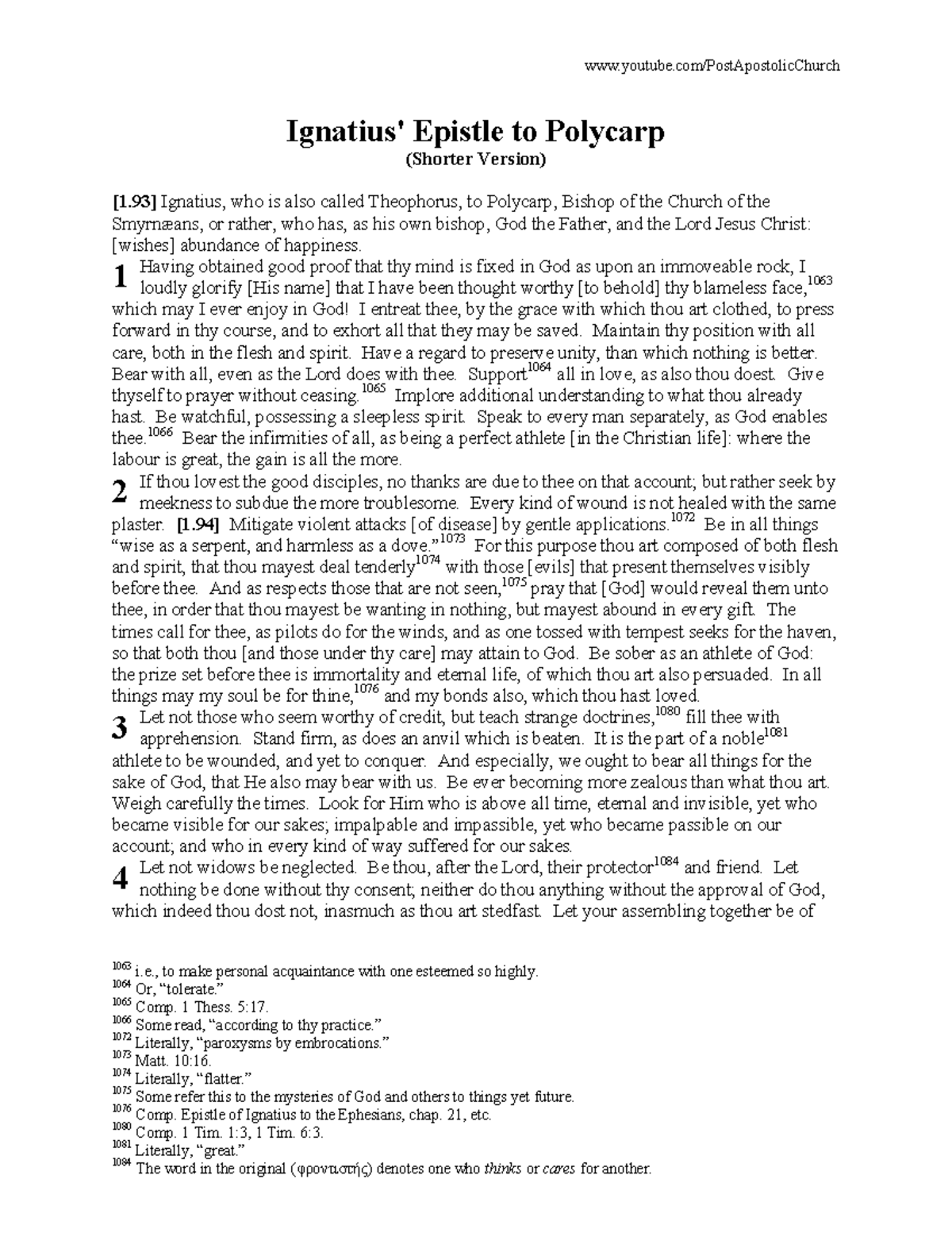 Ignatius' Letter to Polycarp: A Guide to Leadership and Unity - Studocu