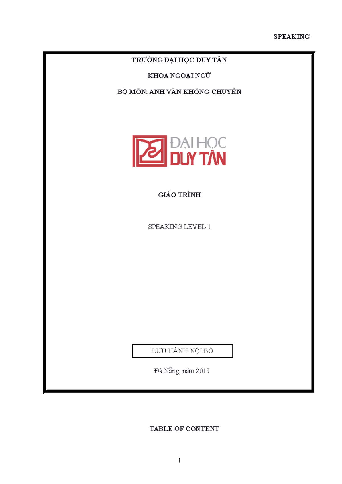 Speaking Level 1 Course Material - Updated Edition - Studocu
