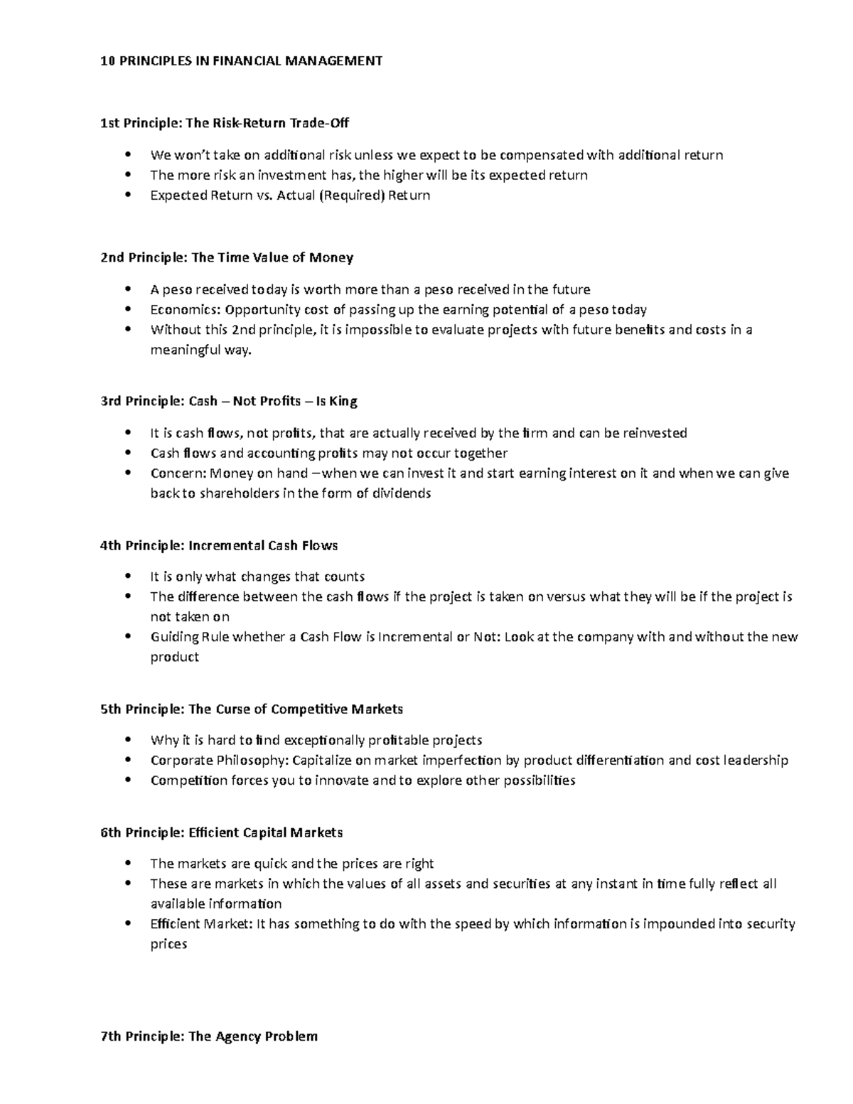 10 Key Principles in Financial Management (Finance 101) - Studocu