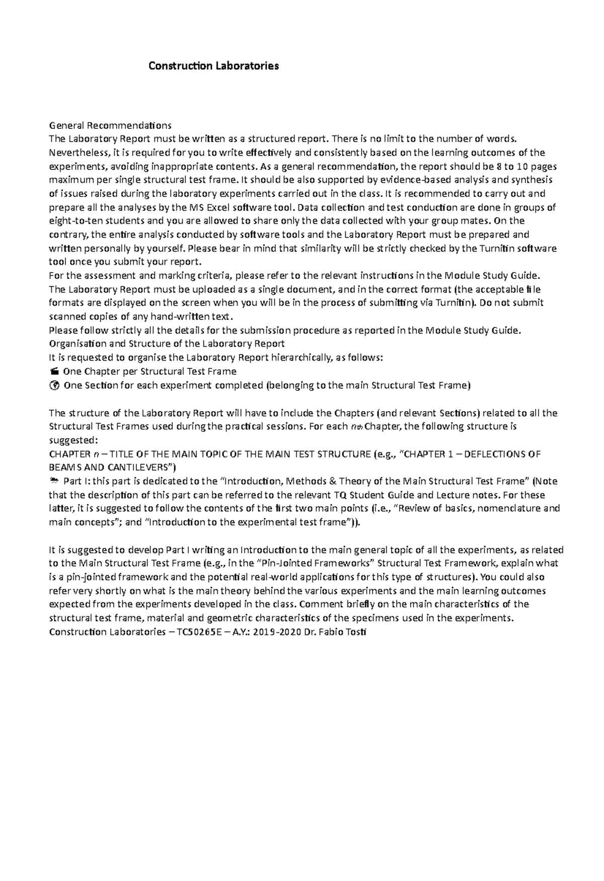 Construction Lab TC50265E - Lecture Notes for Structural Tests - Studocu