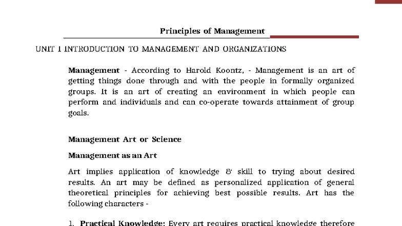 AI&DS POM Notes (UNIT 1-5) - UNIT I INTRODUCTION TO MANAGEMENT AND ...