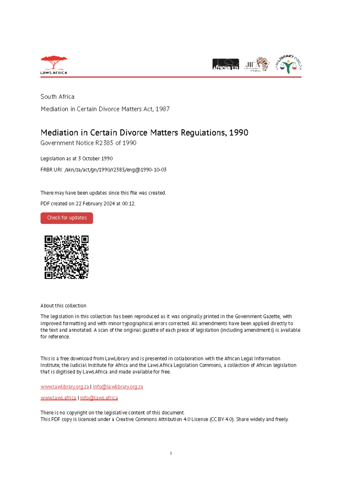 Mediation in Certain Divorce Matters Regulations 1990 - South Africa ...