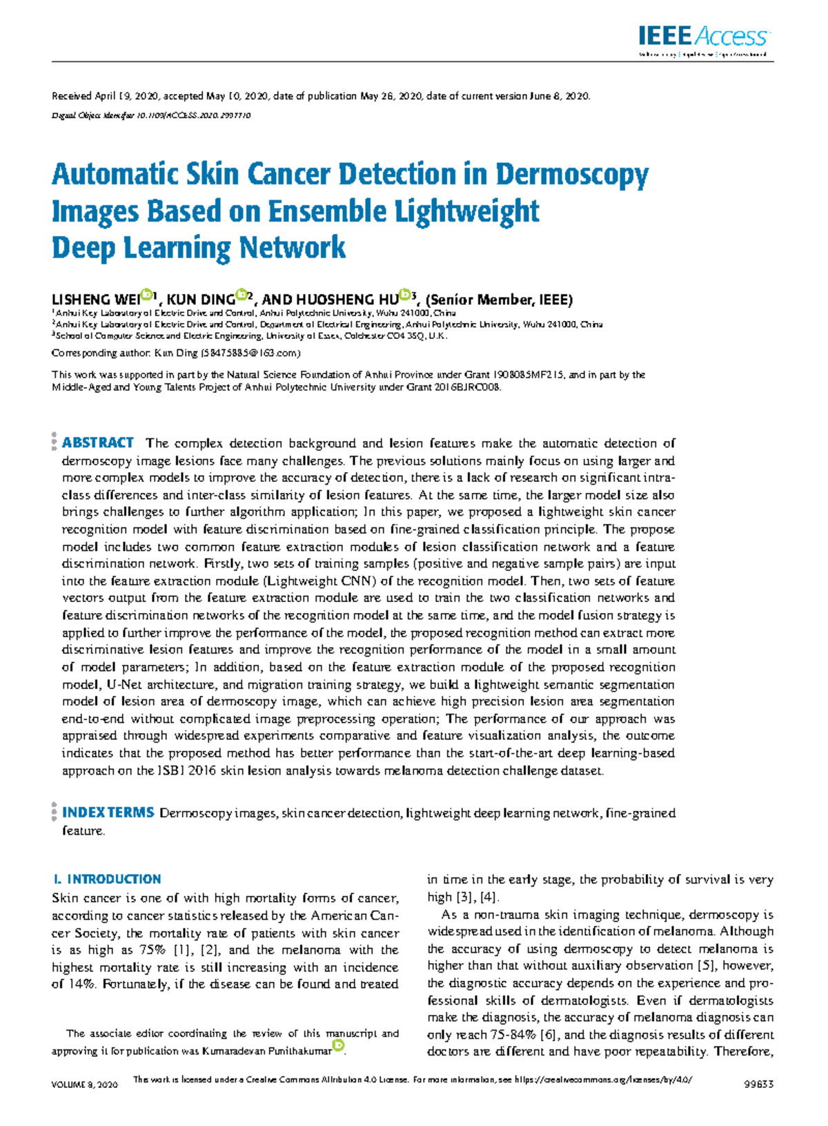 Lightweight Deep Learning for Automatic Skin Cancer Detection (CS 101 ...