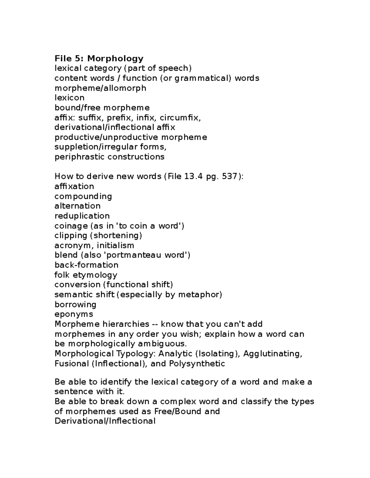 Study Guide - Morphology Concepts for Exam 3 (ENG 201) - Studocu