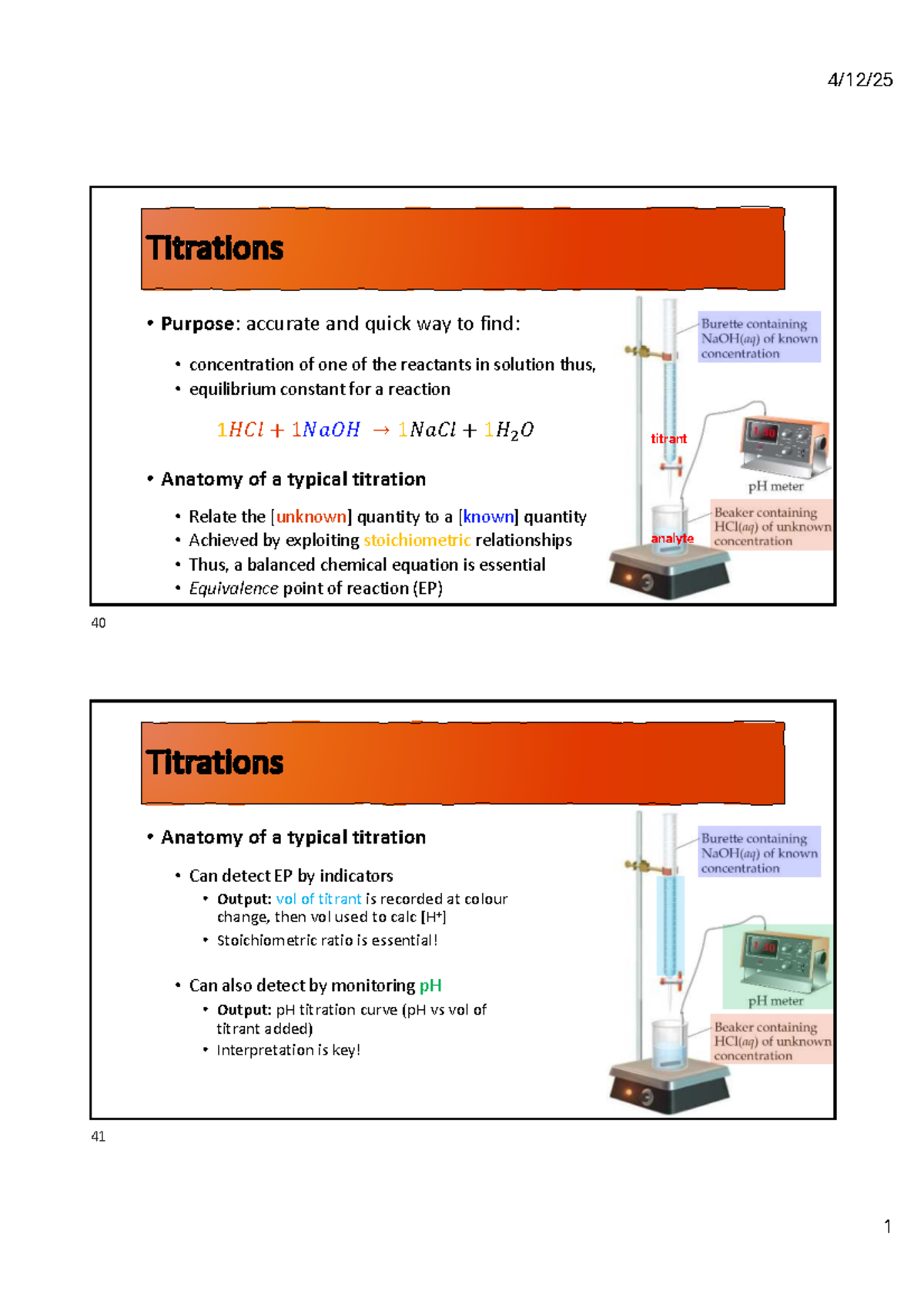 Chemistry 101: Titration Techniques and Calculations - Studocu