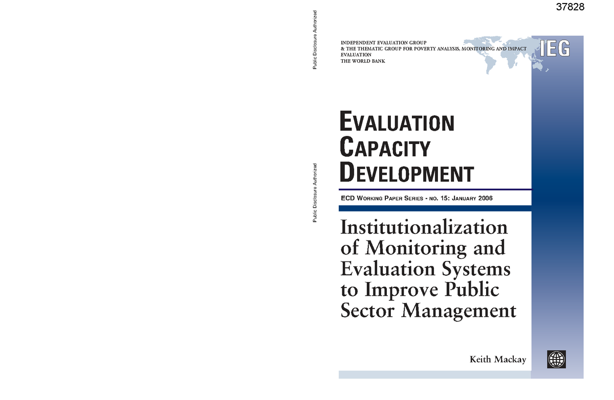 Institutionalization of M&E Systems for Enhanced Public Sector ...