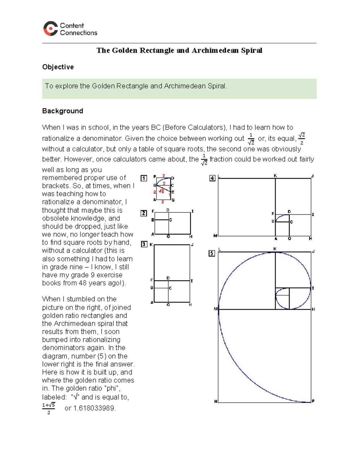 Project for Unit 1 Pre Calc Math 11 - The Golden Rectangle and ...