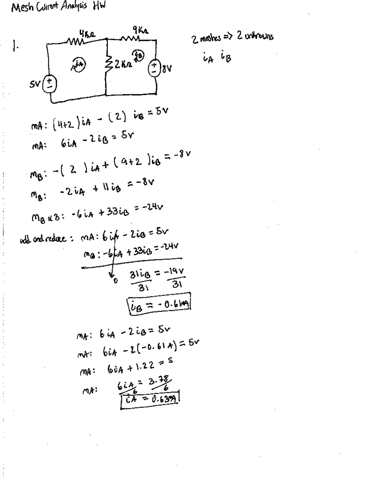Mesh Current Analysis HW 4hr 9Kr 1 - Homework 5 - Studocu